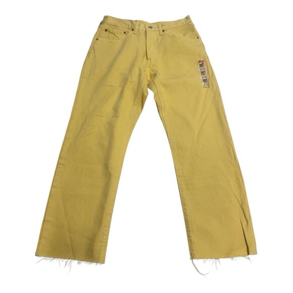 NWT Levi's 501 Women's Jeans 30x26 High-Rise Cropped Straight Button Fly Yellow - Picture 1 of 10